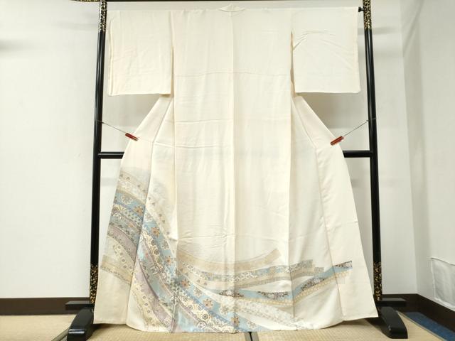 平和屋着物●色留訪問着　寿光織　鬘帯吉祥花唐草文　金糸　正絹　逸品　CABI2406yc
