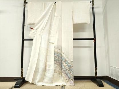 平和屋着物●色留訪問着　寿光織　鬘帯吉祥花唐草文　金糸　正絹　逸品　CABI2406yc