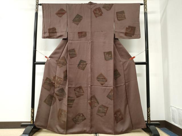 平和屋着物●訪問着　刺繍　色紙重ね草花文　正絹　逸品　CABI2407yc