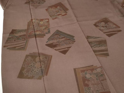 平和屋着物●訪問着　刺繍　色紙重ね草花文　正絹　逸品　CABI2407yc