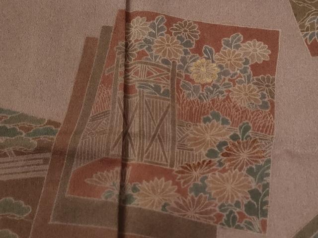 平和屋着物●訪問着　刺繍　色紙重ね草花文　正絹　逸品　CABI2407yc