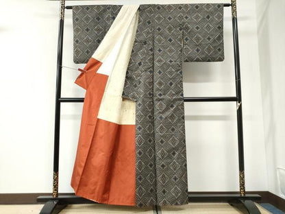 平和屋着物●本場大島紬　龍郷絣　正絹　逸品　CABI2414yc