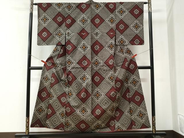 平和屋着物●本場大島紬　龍郷絣　正絹　逸品　CABI2415yc