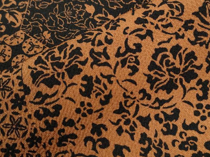 平和屋着物●上質な小紋　作家物　型染め　切嵌吉祥花文　黒地　鬼しぼ縮緬　正絹　逸品　CABI2420yc