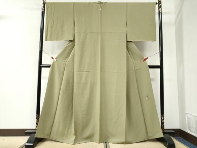 平和屋着物●染師　故・山代谷隆監修　色無地　柳茶色　正絹　逸品　未使用　CABI2421yc