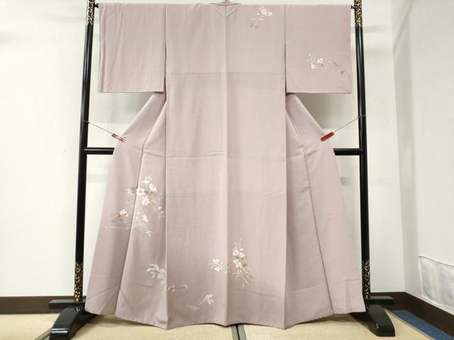 平和屋着物●京加賀友禅　百貫達雄　訪問着　枝花文　暈し染め　正絹　逸品　CABI2423yc