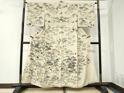平和屋着物●訪問着　型染め　御所解松竹梅　正絹　逸品　CABI2424yc