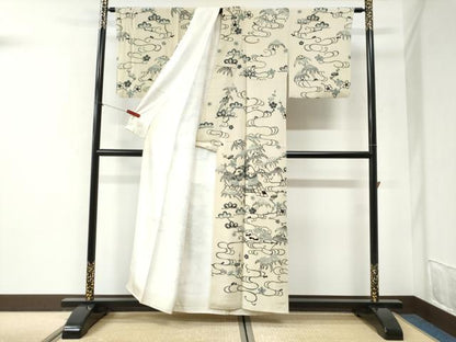 平和屋着物●訪問着　型染め　御所解松竹梅　正絹　逸品　CABI2424yc
