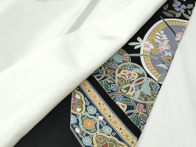 平和屋着物●豪華黒留袖　友禅　作家物　童子花唐草文　正絹　逸品　CABI2427yc