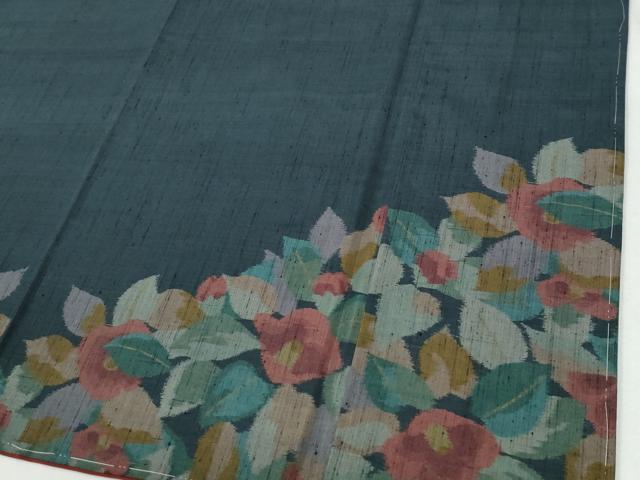平和屋着物●訪問着　紬地　椿　正絹　逸品　未使用　CABI2428yc