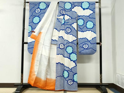 平和屋着物●豪華振袖　総絞り　雲重ね舞花文　正絹　逸品　CABI2430yc