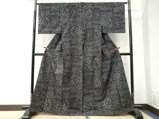 平和屋着物●本場大島紬　7マルキ　松竹梅花文　正絹　逸品　未使用　CABI2433yc
