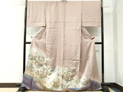 平和屋着物●色留訪問着　作家物　流水舟菊花文　暈し染め　金彩　正絹　逸品　CABI2436yc