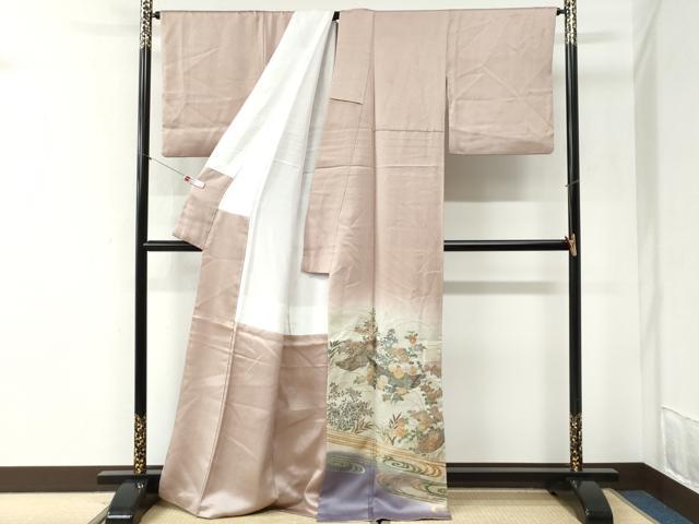 平和屋着物●色留訪問着　作家物　流水舟菊花文　暈し染め　金彩　正絹　逸品　CABI2436yc