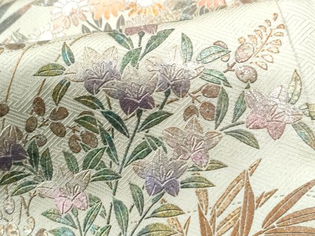 平和屋着物●色留訪問着　作家物　流水舟菊花文　暈し染め　金彩　正絹　逸品　CABI2436yc
