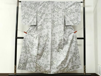 平和屋着物●本場大島紬　白大島　牡丹　正絹　逸品　未使用　CABI2438yc