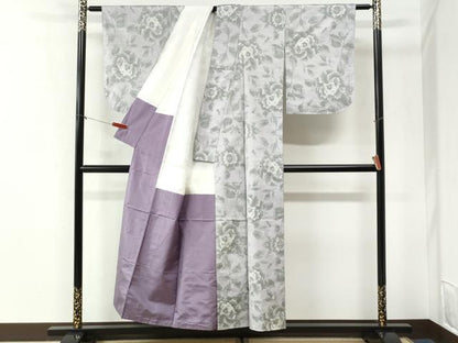 平和屋着物●本場大島紬　白大島　牡丹　正絹　逸品　未使用　CABI2438yc