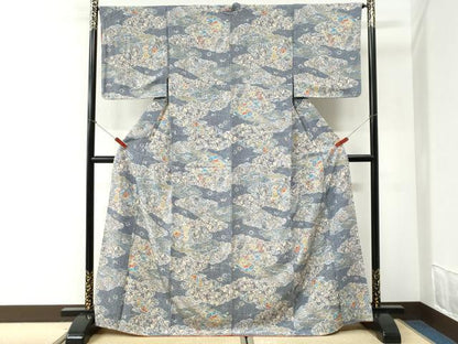 平和屋着物●上質な小紋　辻が花　金彩　正絹　逸品　未使用　CABI2440yc