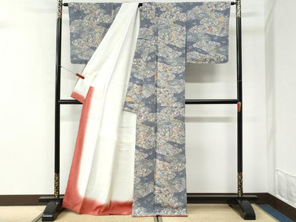 平和屋着物●上質な小紋　辻が花　金彩　正絹　逸品　未使用　CABI2440yc