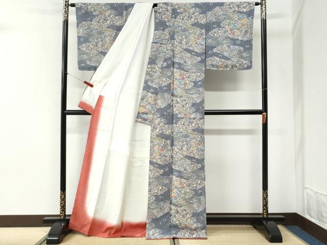 平和屋着物●上質な小紋　辻が花　金彩　正絹　逸品　未使用　CABI2440yc