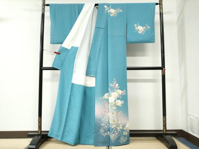 平和屋着物●訪問着　手描き　草花文　暈し染め　正絹　逸品　CABI2441yc