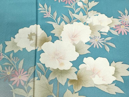 平和屋着物●訪問着　手描き　草花文　暈し染め　正絹　逸品　CABI2441yc