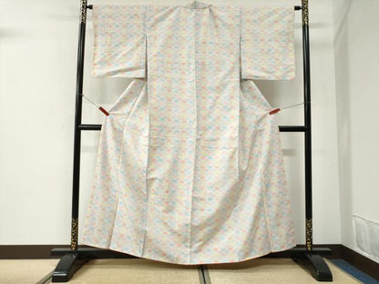 平和屋着物●上質な紬　菱花文　正絹　逸品　CABI2442yc