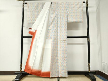 平和屋着物●上質な紬　菱花文　正絹　逸品　CABI2442yc