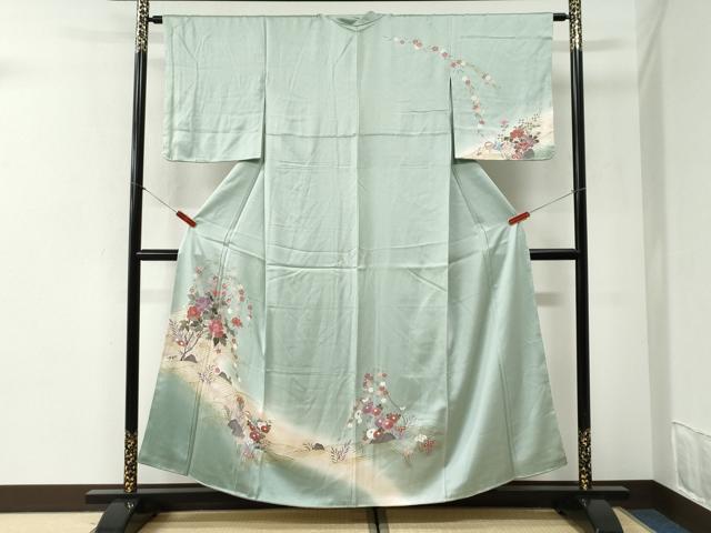 平和屋着物●訪問着　花鳥文　暈し染め　金銀彩　正絹　逸品　未使用　CABI2443yc