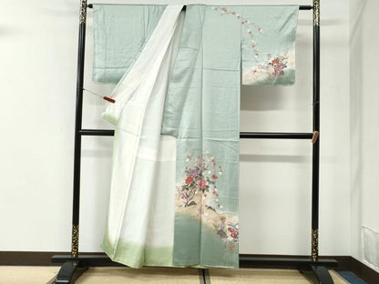 平和屋着物●訪問着　花鳥文　暈し染め　金銀彩　正絹　逸品　未使用　CABI2443yc