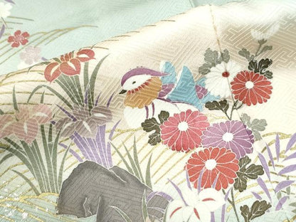 平和屋着物●訪問着　花鳥文　暈し染め　金銀彩　正絹　逸品　未使用　CABI2443yc