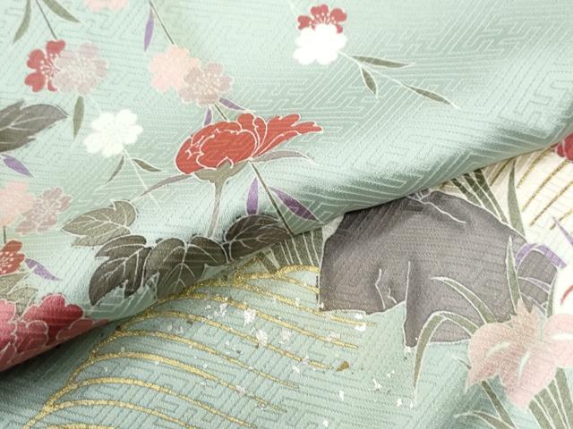 平和屋着物●訪問着　花鳥文　暈し染め　金銀彩　正絹　逸品　未使用　CABI2443yc