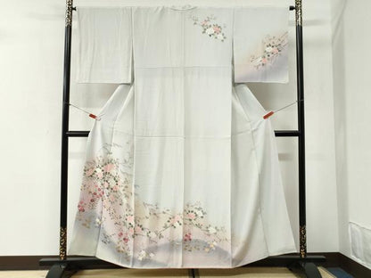 平和屋着物●訪問着　友禅　枝花文　暈し染め　正絹　逸品　CABI2444yc
