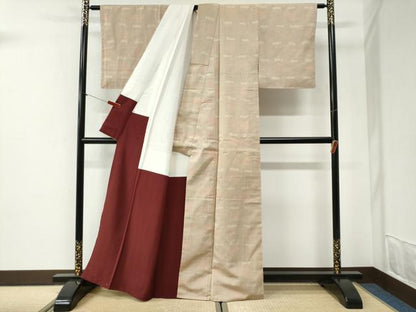 平和屋着物●本塩沢　色紙吉祥文　正絹　逸品　CABI2448yc