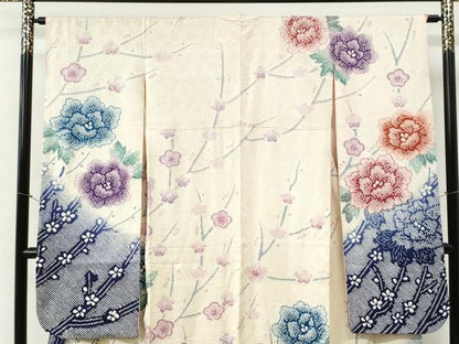 平和屋着物●豪華振袖　総絞り　牡丹枝梅文　暈し染め　正絹　逸品　CABI2449yc