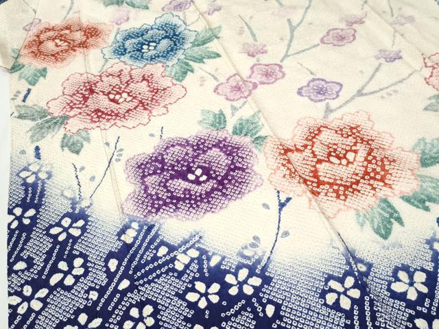 平和屋着物●豪華振袖　総絞り　牡丹枝梅文　暈し染め　正絹　逸品　CABI2449yc