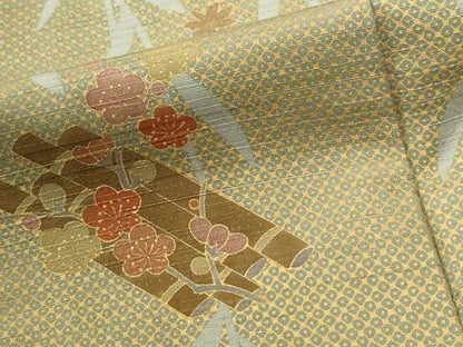 平和屋着物●訪問着　紬地　花筏文　金彩　正絹　逸品　CABI2451yc
