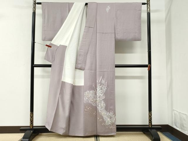 平和屋着物●訪問着　駒刺繍　立涌網目草花文　金銀彩　正絹　逸品　CABI2452yc