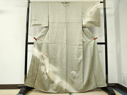 平和屋着物●訪問着　雪輪草花文　暈し染め　金銀彩　正絹　逸品　CABI2453yc