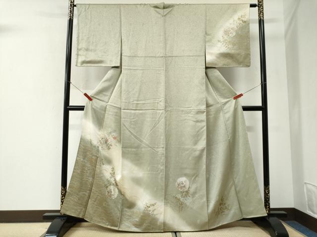平和屋着物●訪問着　雪輪草花文　暈し染め　金銀彩　正絹　逸品　CABI2453yc