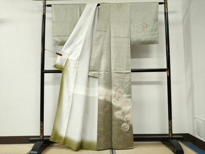 平和屋着物●訪問着　雪輪草花文　暈し染め　金銀彩　正絹　逸品　CABI2453yc