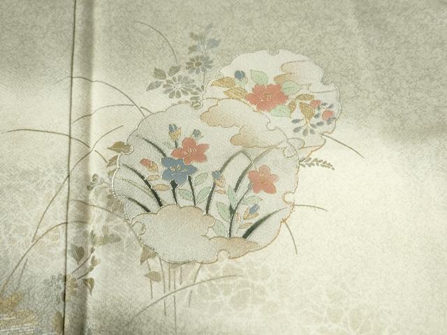 平和屋着物●訪問着　雪輪草花文　暈し染め　金銀彩　正絹　逸品　CABI2453yc