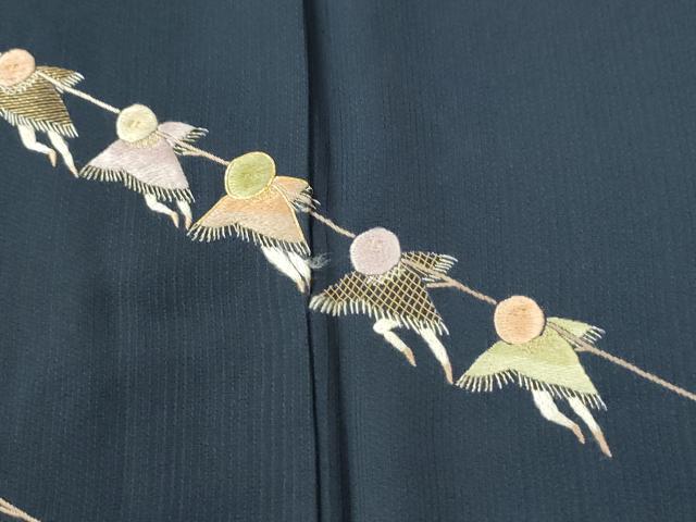 平和屋着物●訪問着　作家物　駒刺繍　竹屋町刺繍　人物文　金糸　正絹　逸品　CABI2454yc