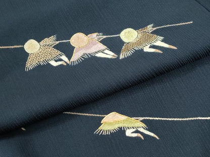 平和屋着物●訪問着　作家物　駒刺繍　竹屋町刺繍　人物文　金糸　正絹　逸品　CABI2454yc