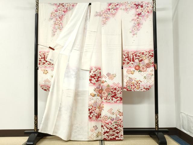 平和屋着物●豪華振袖　市松松竹梅吉祥文　暈し染め　金彩　やまと誂製　正絹　逸品　CABI2457yc