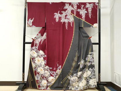 平和屋着物●訪問着　駒刺繍　牡丹花文　金彩　ますいわ屋扱い　正絹　逸品　CABI2458yc