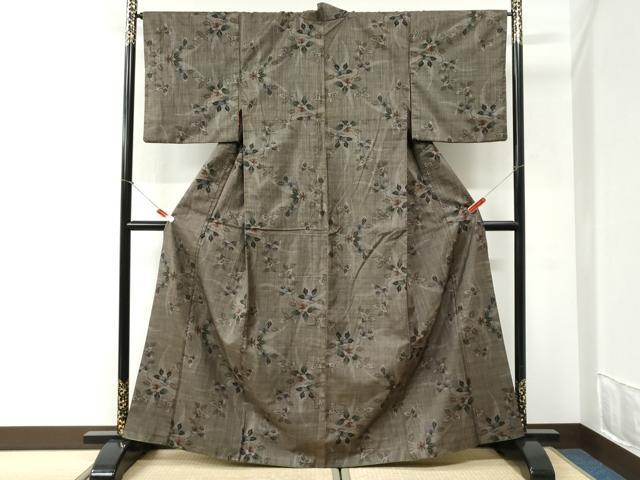 平和屋着物●本場大島紬　7マルキ　枝花文　正絹　逸品　CABI2459yc