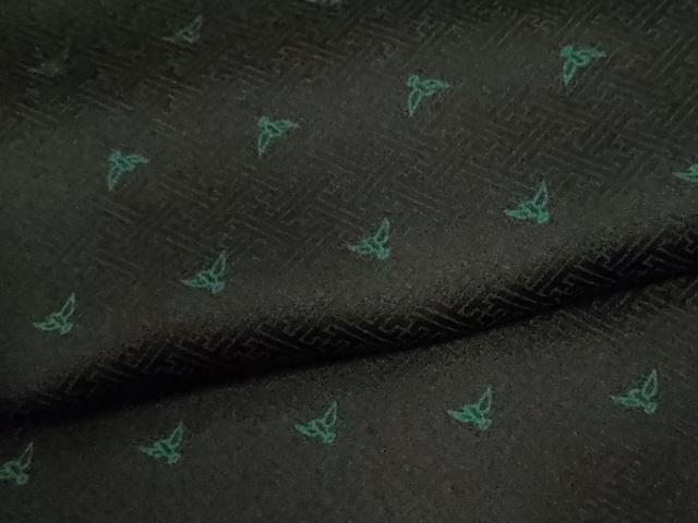 平和屋着物●染色作家　斉藤三才　小紋　三才鳥　黒地　正絹　逸品　CABI2463yc