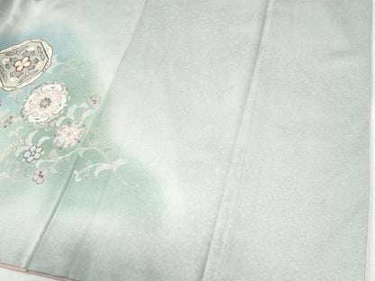 平和屋着物●訪問着　駒刺繍　花鳥唐草文　暈し染め　金彩　正絹　逸品　CABI2464yc