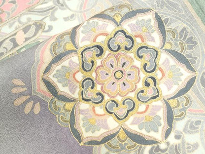 平和屋着物●訪問着　駒刺繍　花鳥唐草文　暈し染め　金彩　正絹　逸品　CABI2464yc